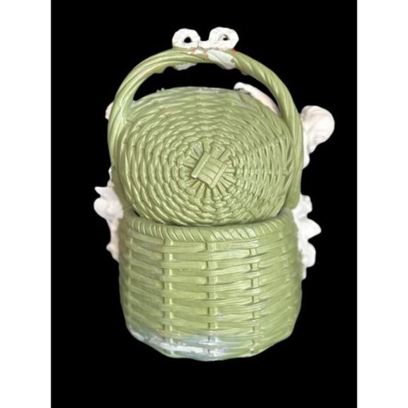 Porcelain Bucket with Angels 12" 10" - Picture 3 of 16